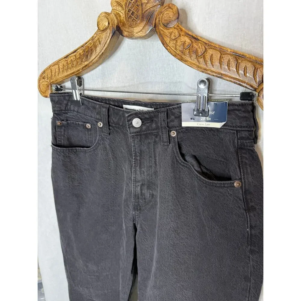 Abercrombie and Fitch Jeans The Loose High Rise Straight Leg Curve Love Black 6